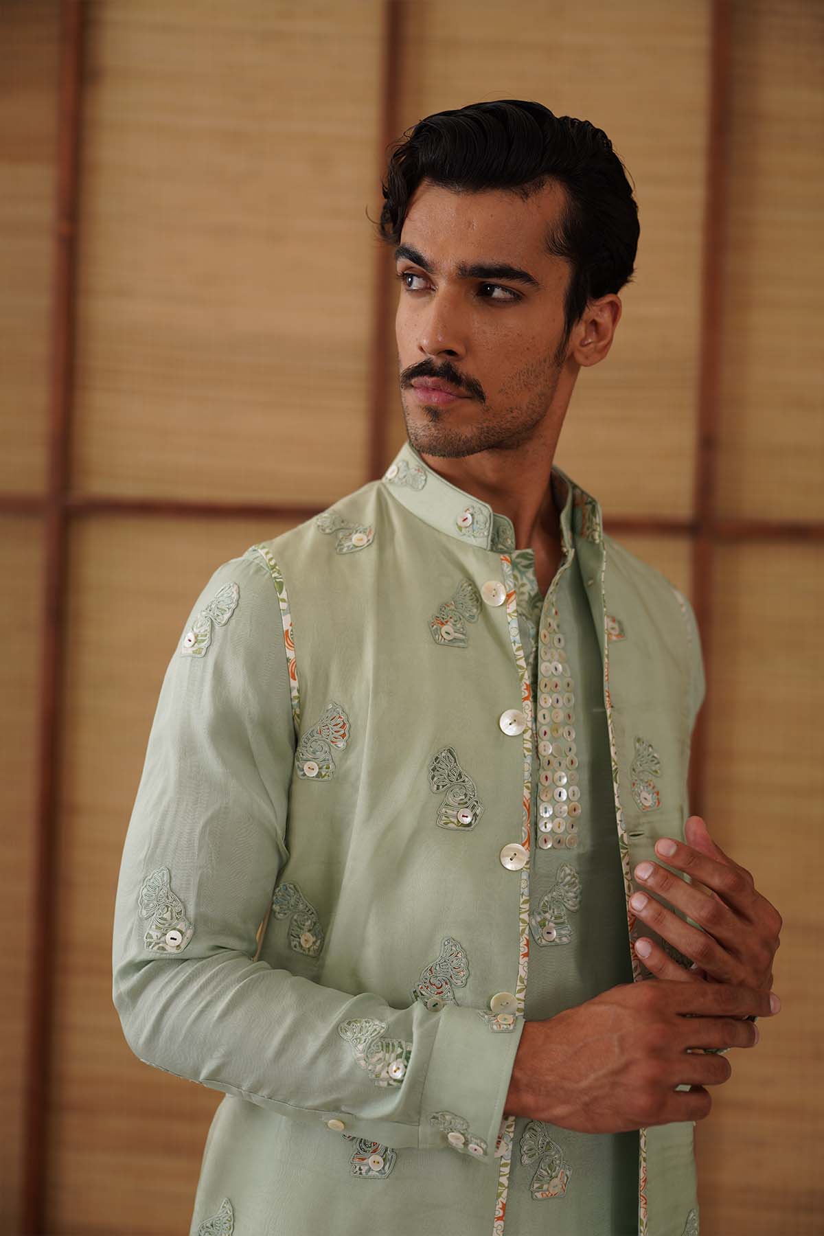 Arjan Dugal Gramophone Dori Nehru Jacket Set indian designer wear online shopping melange singapore 