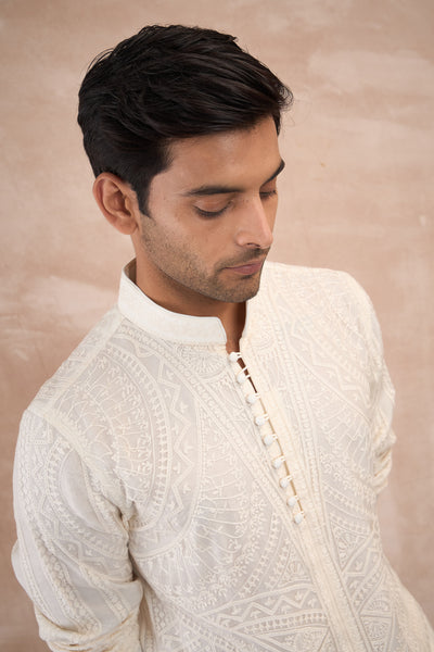 Arjan Dugal Half Moon Aari Kurta Shirt Set indian designer wear online shopping melange singapore