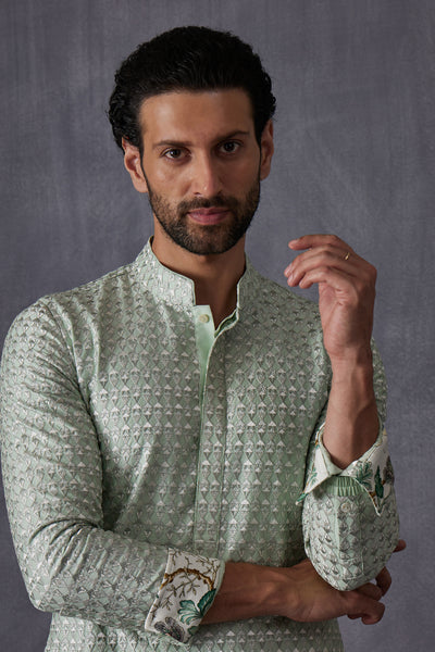 Arjan Dugal Embroidery Inara 2.0 Edgecut Kurta With Off White Pant Indian designer wear online shopping melange singapore