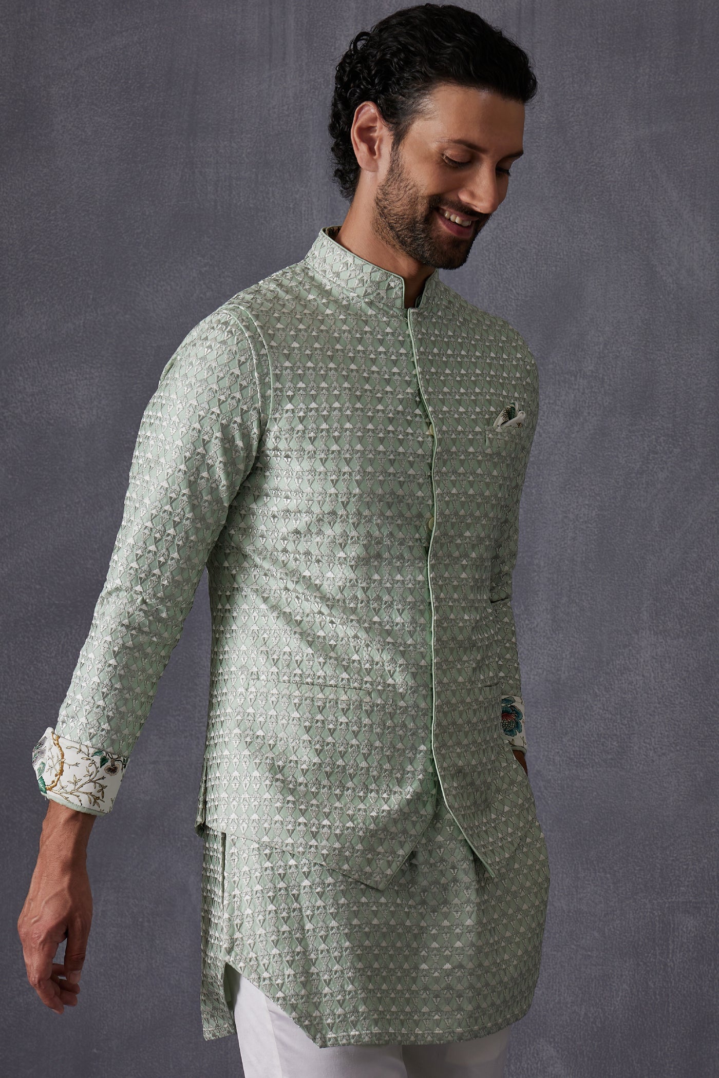 Arjan Dugal Embroidery Inara 2.0 Nehru Jacket Indian designer wear online shopping melange singapore