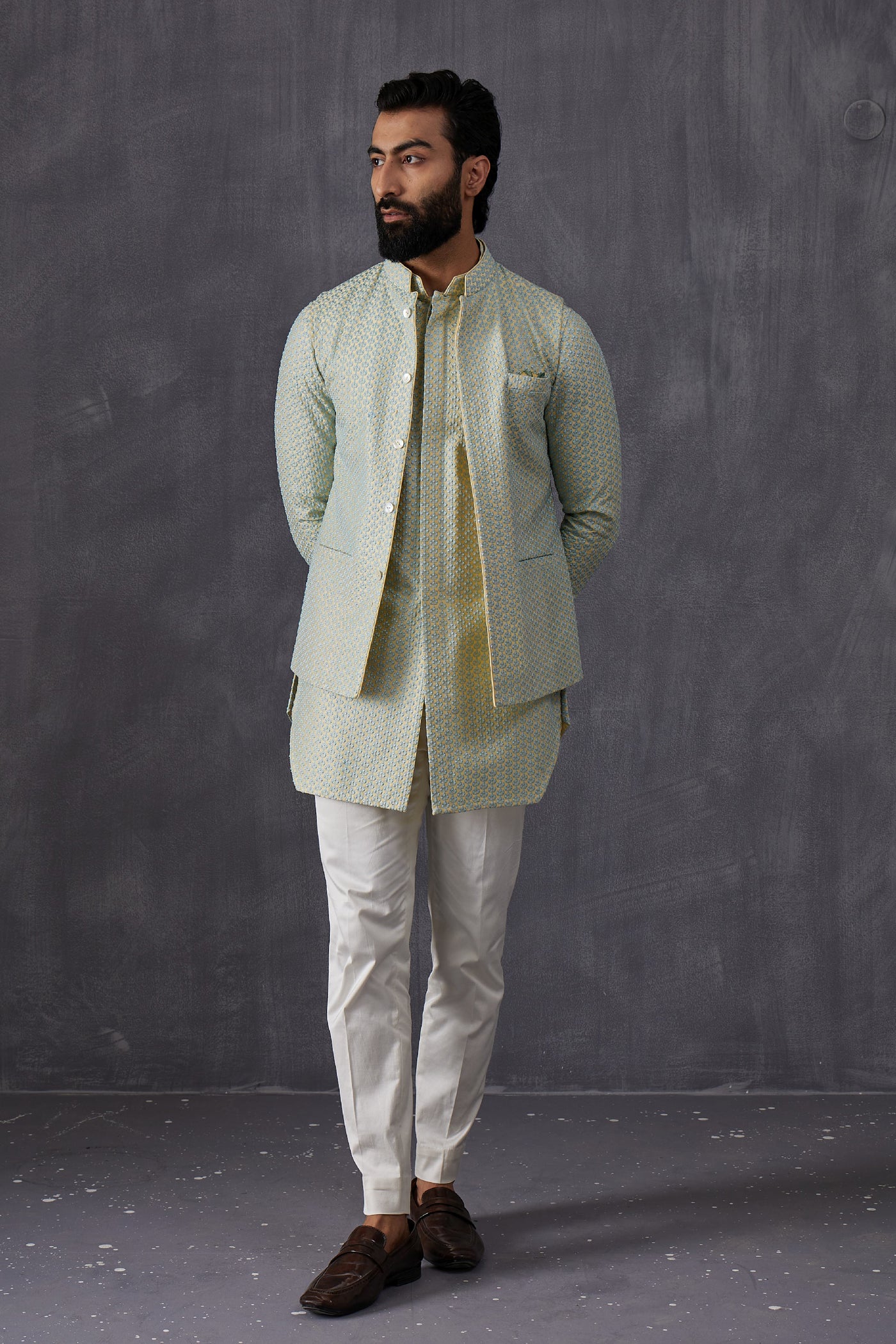 Arjan Dugal Embroidery Inara 3.0 Nehru JacketIndian designer wear online shopping melange singapore