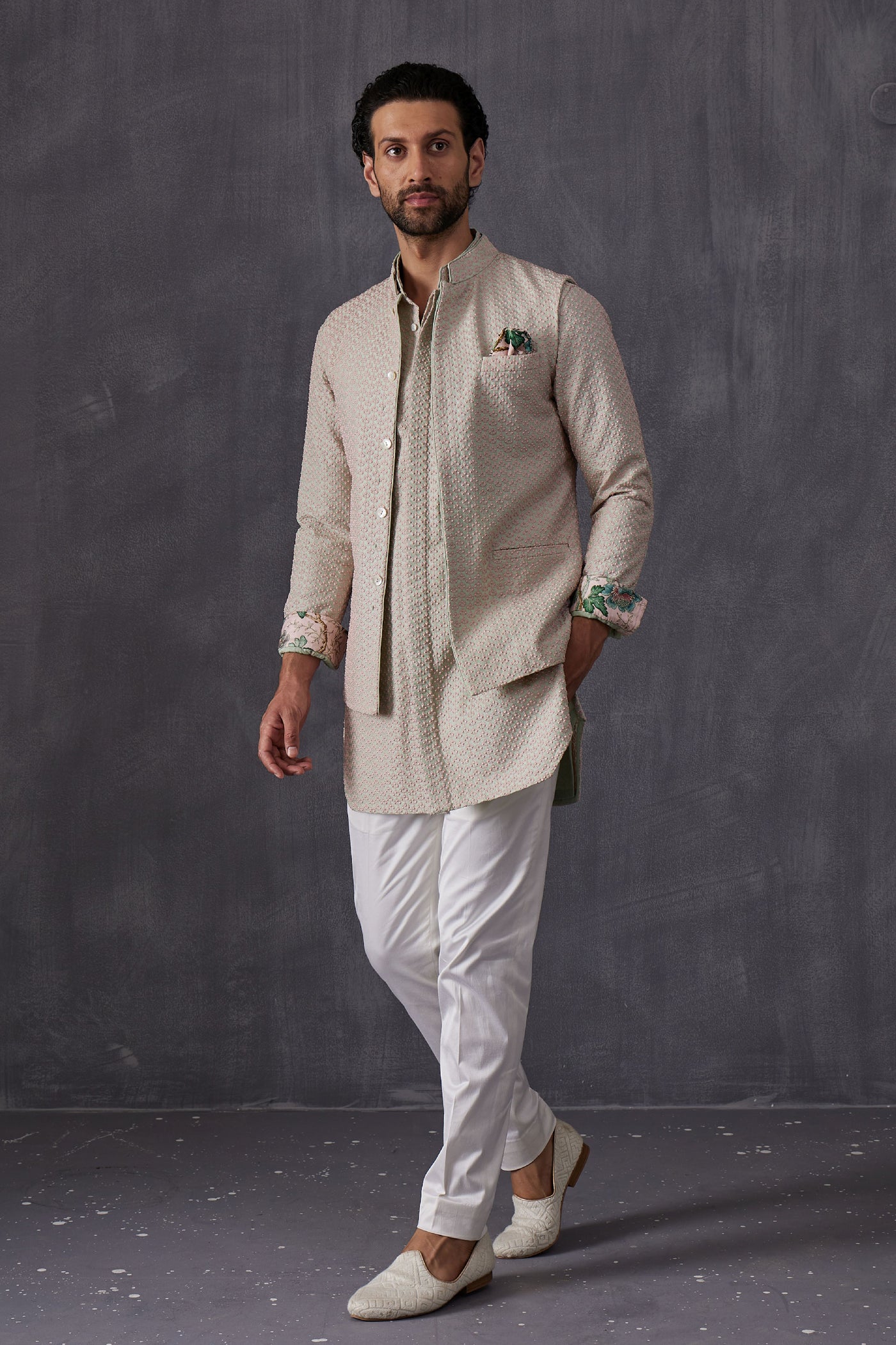 Arjan Dugal Embroidery Inara 3.0 Nehru Jacket Indian designer wear online shopping melange singapore
