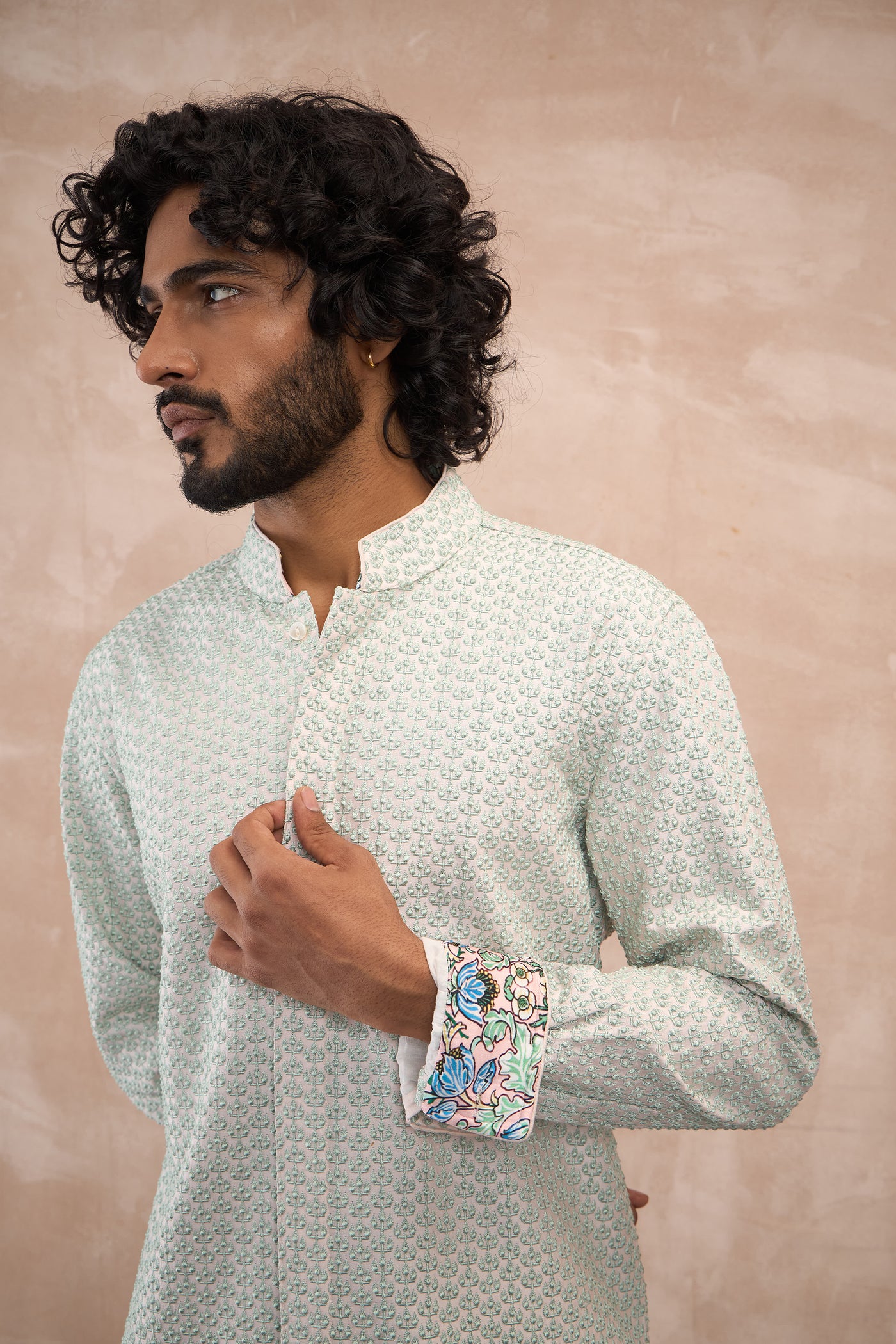 Arjan Dugal Inara 3.0 Foe Kurta Set Powder Blue indian designer wear online shopping melange singapore