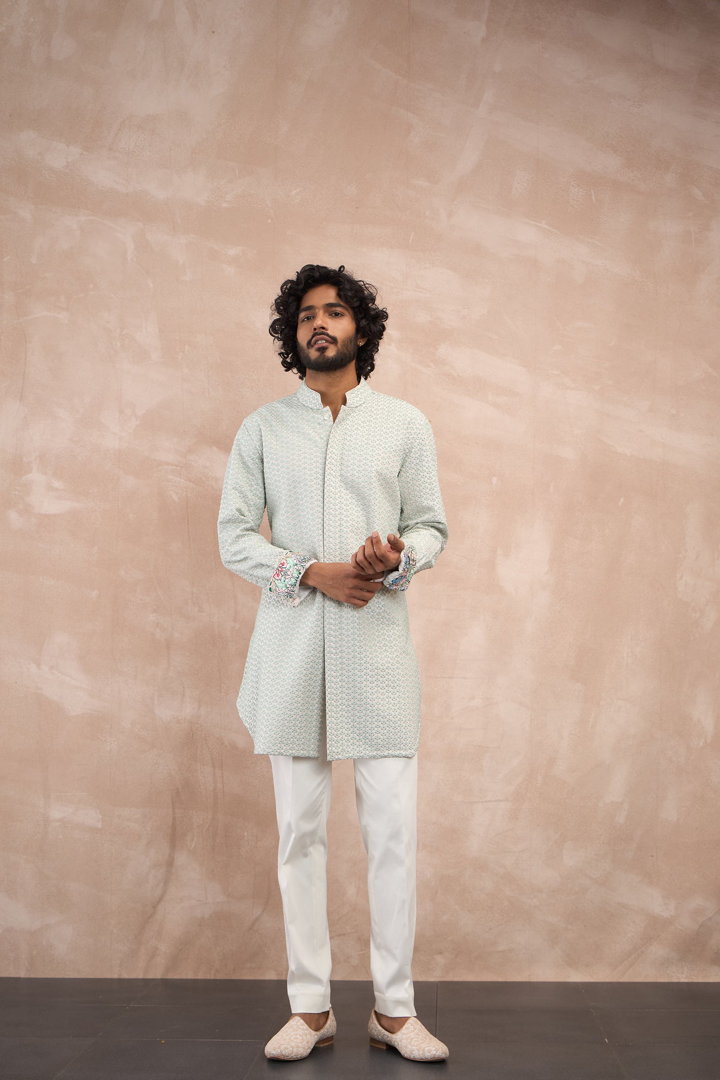 Arjan Dugal Inara 3.0 Foe Kurta Set Powder Blue indian designer wear online shopping melange singapore
