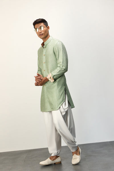 Arjan Dugal Inara FOE SB Kurta Set Sage Green indian designer wear online shopping melange singapore