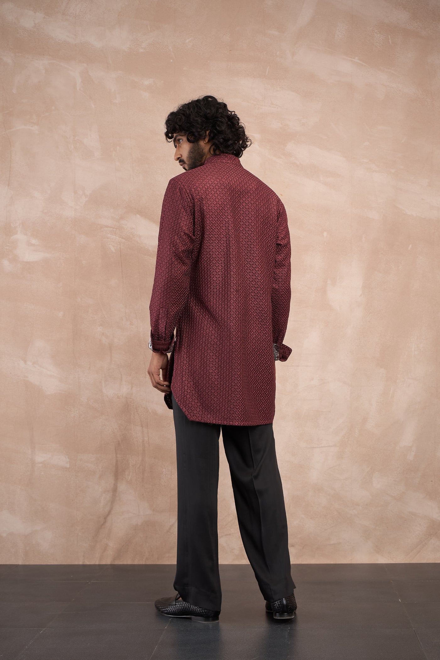 Arjan Dugal Inara Foe Sb Kurta Set Burgundy indian designer wear online shopping melange singapore