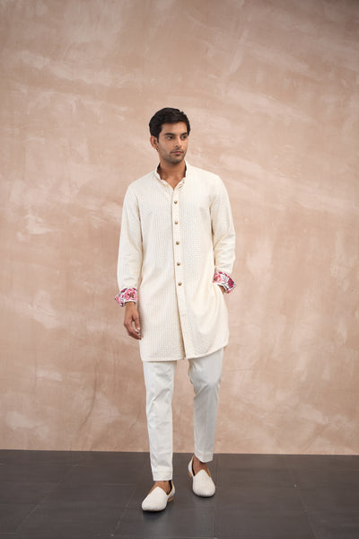 Arjan Dugal Inara Foe Sb Kurta Set Ivory indian designer wear online shopping melange singapore