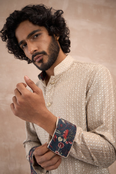 Arjan Dugal Inara Motif Foe Sb Kurta Set Antique indian designer wear online shopping melange singapore