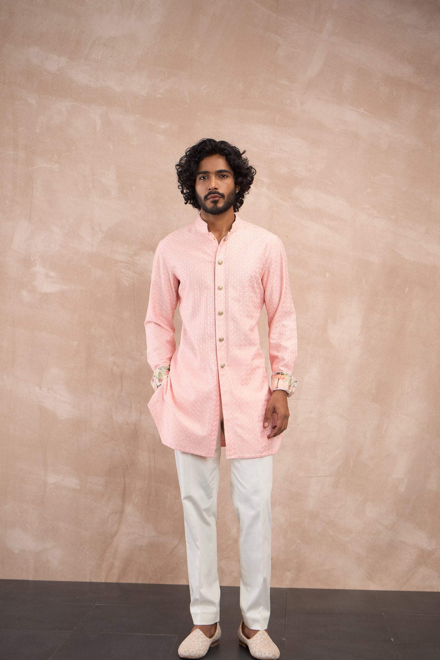 Arjan Dugal Inara Motif Foe Sb Kurta Set Cotton Candy indian designer wear online shopping melange singapore