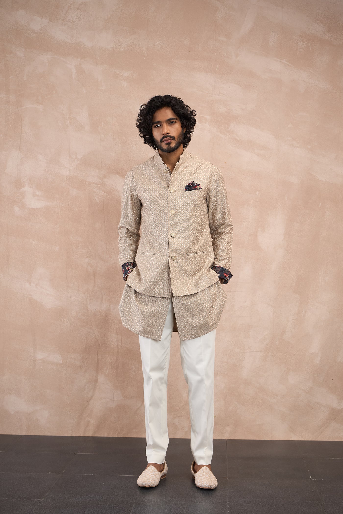 Arjan Dugal Inara Motif Nehru Jacket Antique indian designer wear online shopping melange singapore
