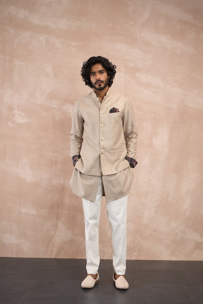 Arjan Dugal Inara Motif Nehru Jacket Set Antique indian designer wear online shopping melange singapore