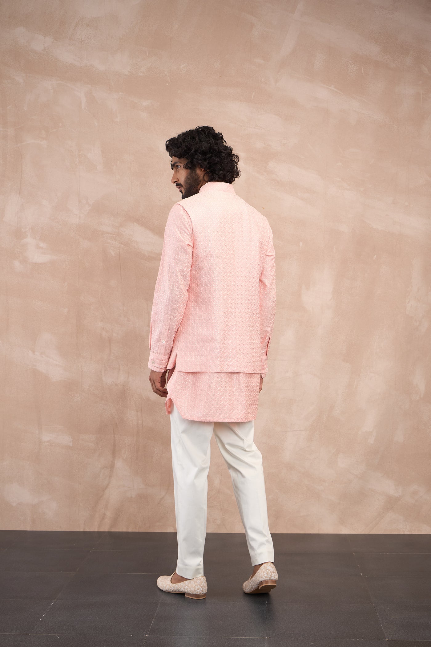 Arjan Dugal Inara Motif Nehru Jacket Set Cotton Candy indian designer wear online shopping melange singapore
