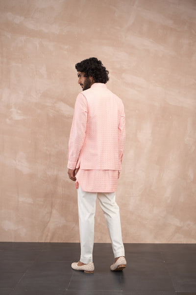 Arjan Dugal Inara Motif Nehru Jacket Set Cotton Candy indian designer wear online shopping melange singapore
