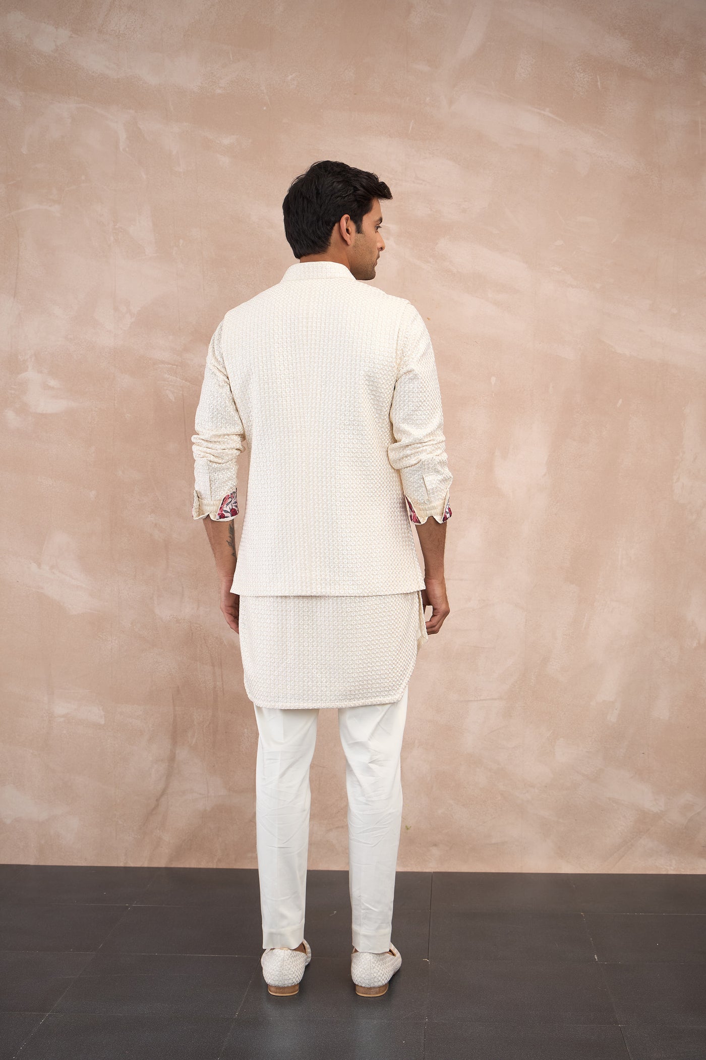 Arjan Dugal Inara Nehru Jacket Set Ivory indian designer wear online shopping melange singapore