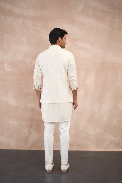 Arjan Dugal Inara Nehru Jacket Set Ivory indian designer wear online shopping melange singapore