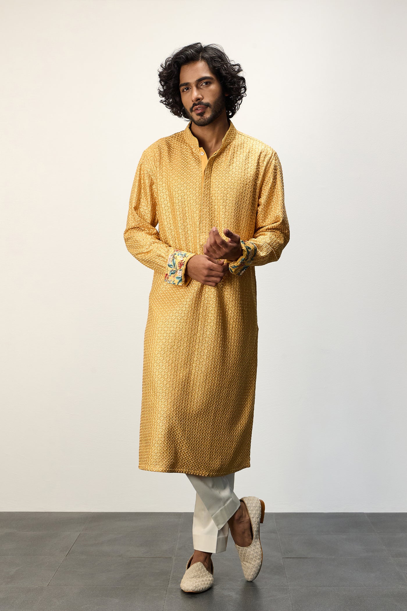 Arjan Dugal Inara Straight Kurta Set Golden Hour indian designer wear online shopping melange singapore