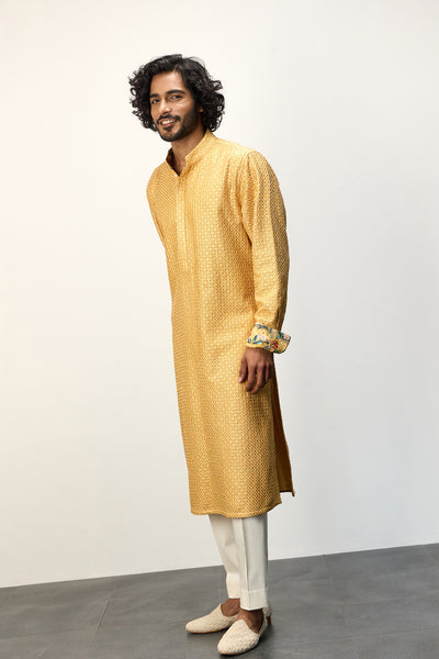 Arjan Dugal Inara Straight Kurta Set Golden Hour indian designer wear online shopping melange singapore