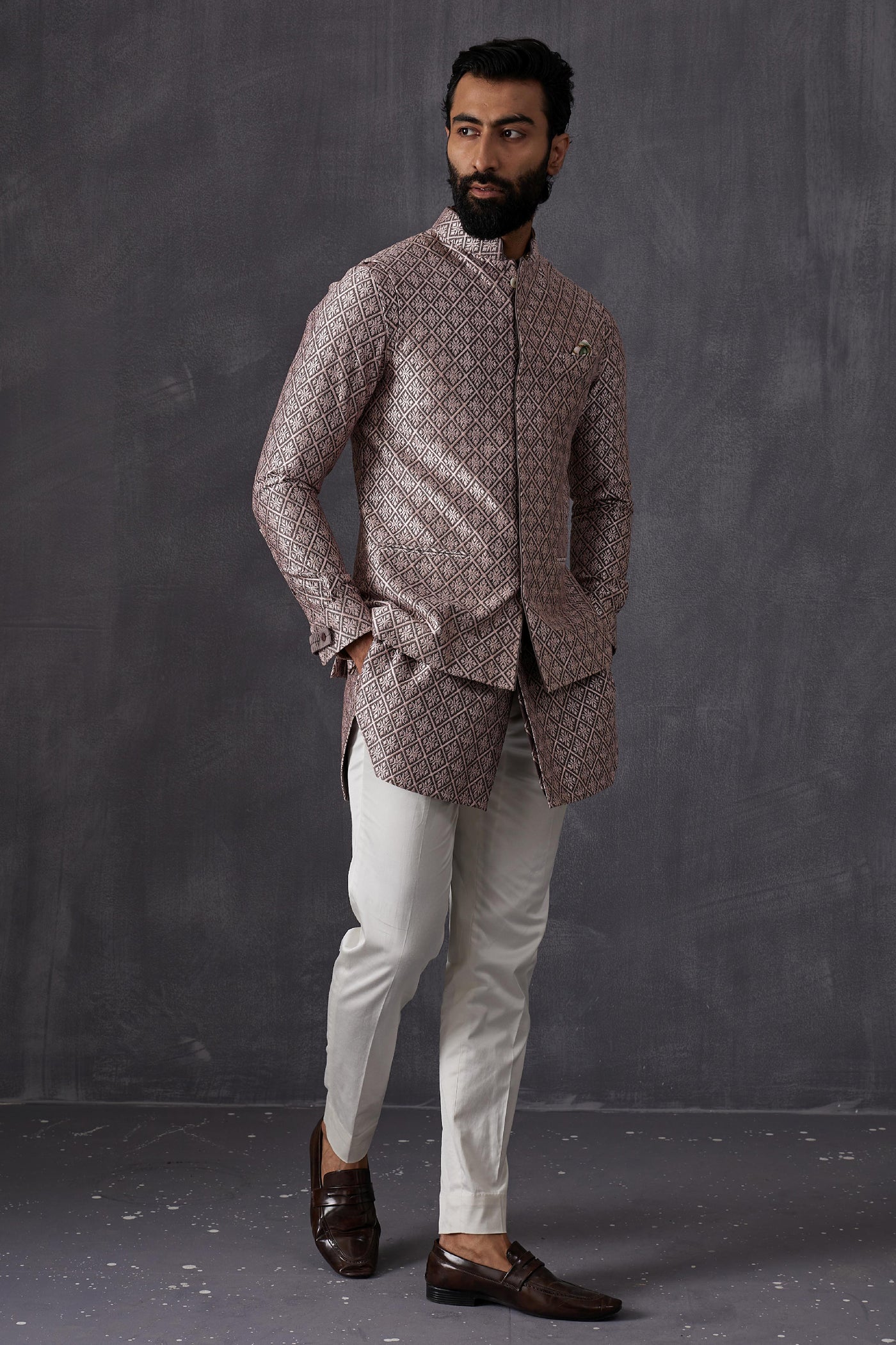Arjan Dugal Cross Stitch Kairos 3.0  Nehru Jacket Indian designer wear online shopping melange singapore