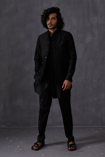 Arjan Dugal Cross Stitch Front Open Edgecut Kurta With Off White Pant Indian designer wear online shopping melange singapore