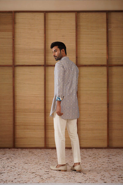 Arjan Dugal Kairos Diamond FOE Kurta Champagne Set indian designer wear online shopping melange singapore 