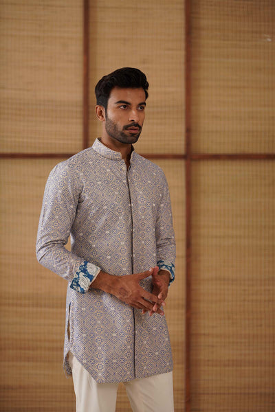 Arjan Dugal Kairos Diamond FOE Kurta Champagne Set indian designer wear online shopping melange singapore 