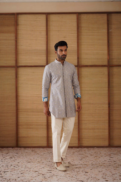 Arjan Dugal Kairos Diamond FOE Kurta Champagne Set indian designer wear online shopping melange singapore 