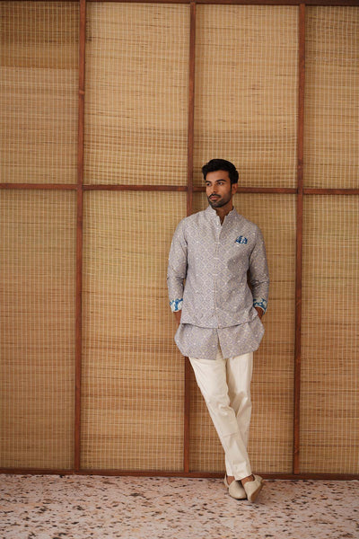 Arjan Dugal Kairos Diamond Nehru Jacket Setindian designer wear online shopping melange singapore 