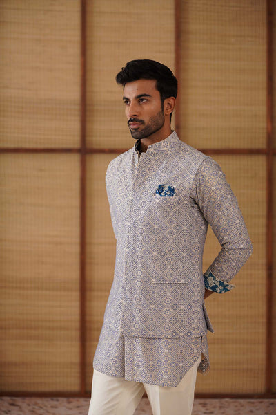 Arjan Dugal Kairos Diamond Nehru Jacket Setindian designer wear online shopping melange singapore 