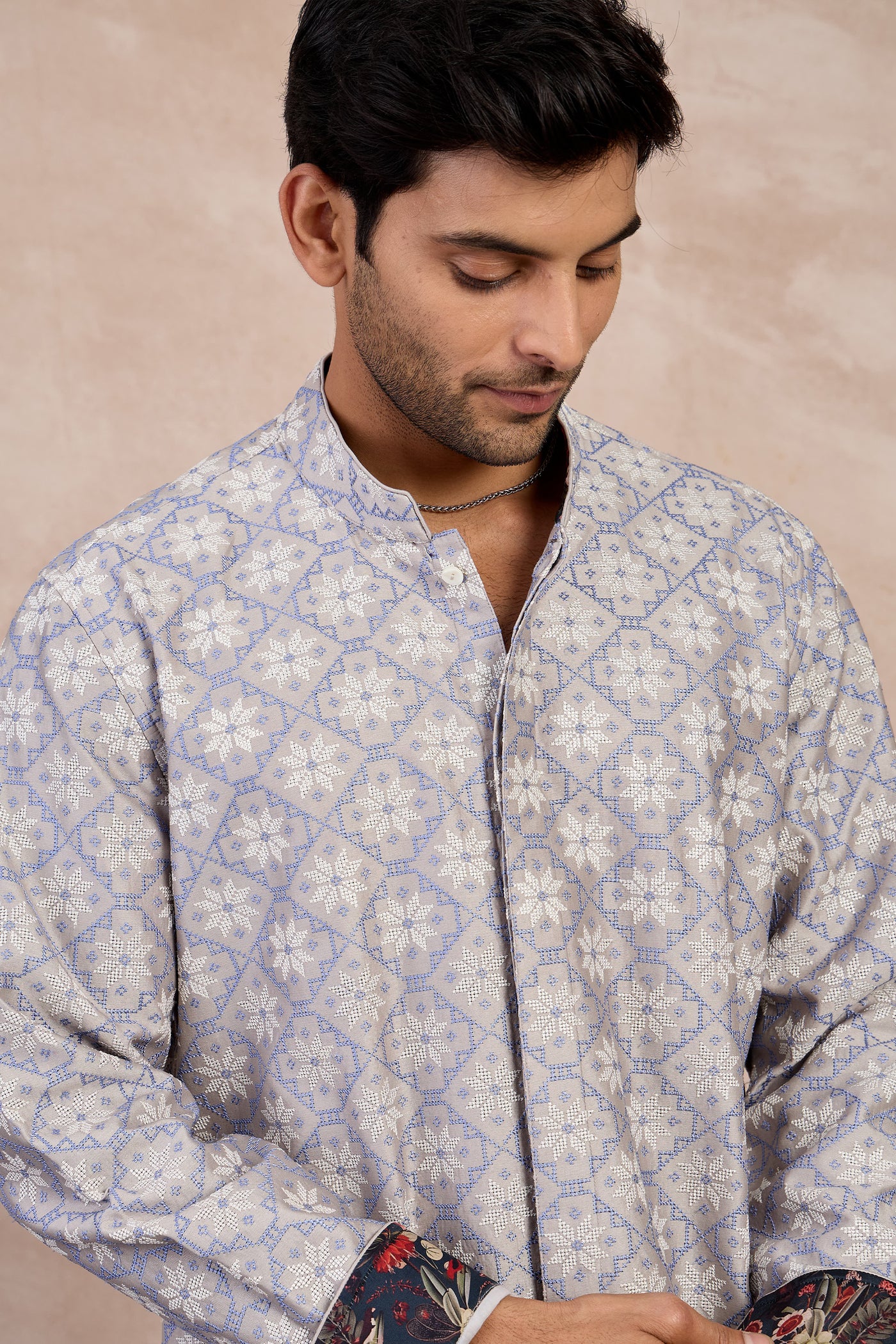 Arjan Dugal Kairos Foe Kurta Set Persion Violet indian designer wear online shopping melange singapore