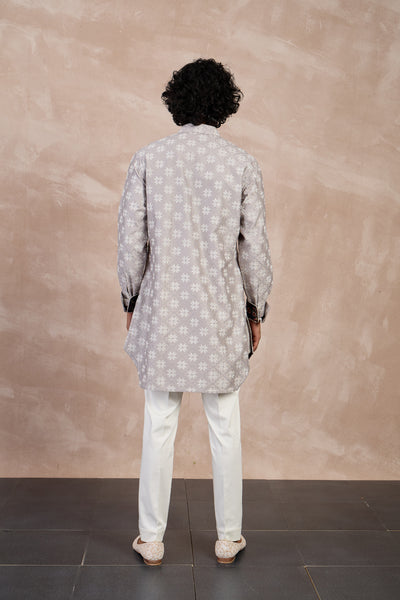 Arjan Dugal Kairos Foe Kurta Set Storm Grey indian designer wear online shopping melange singapore
