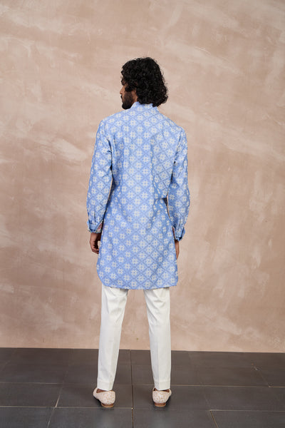 Arjan Dugal Kairos Front Open Edgeut Kurta Set Persian Violet indian designer wear online shopping melange singapore