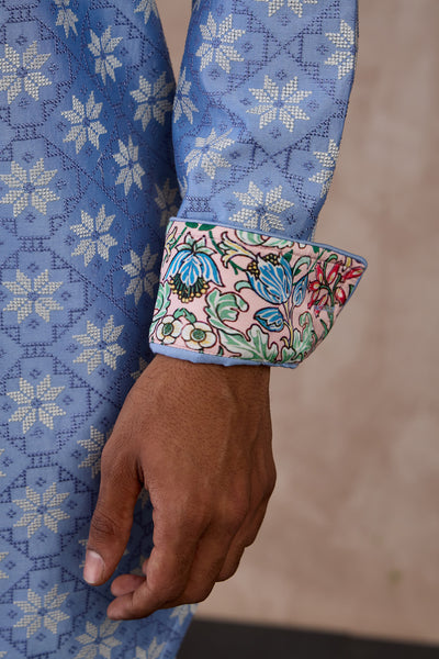 Arjan Dugal Kairos Front Open Edgeut Kurta Set Persian Violet indian designer wear online shopping melange singapore