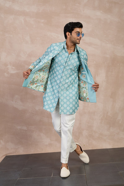 Arjan Dugal Kairos Front Open Edgeut Kurta Set indian designer wear online shopping melange singapore