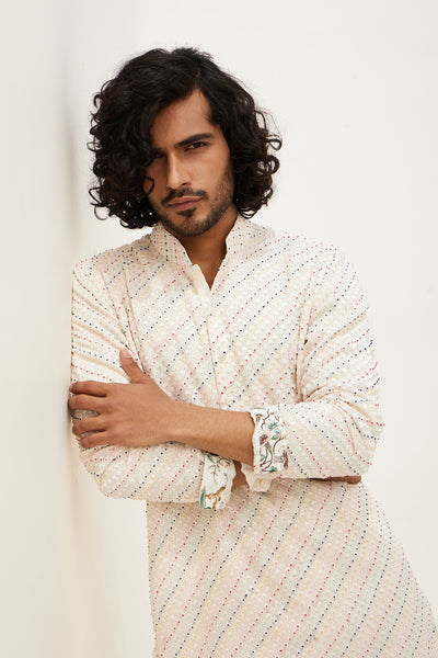 Arjan Dugal French Nerds Kurta With Off White Pant Indian designer wear online shopping melange singapore