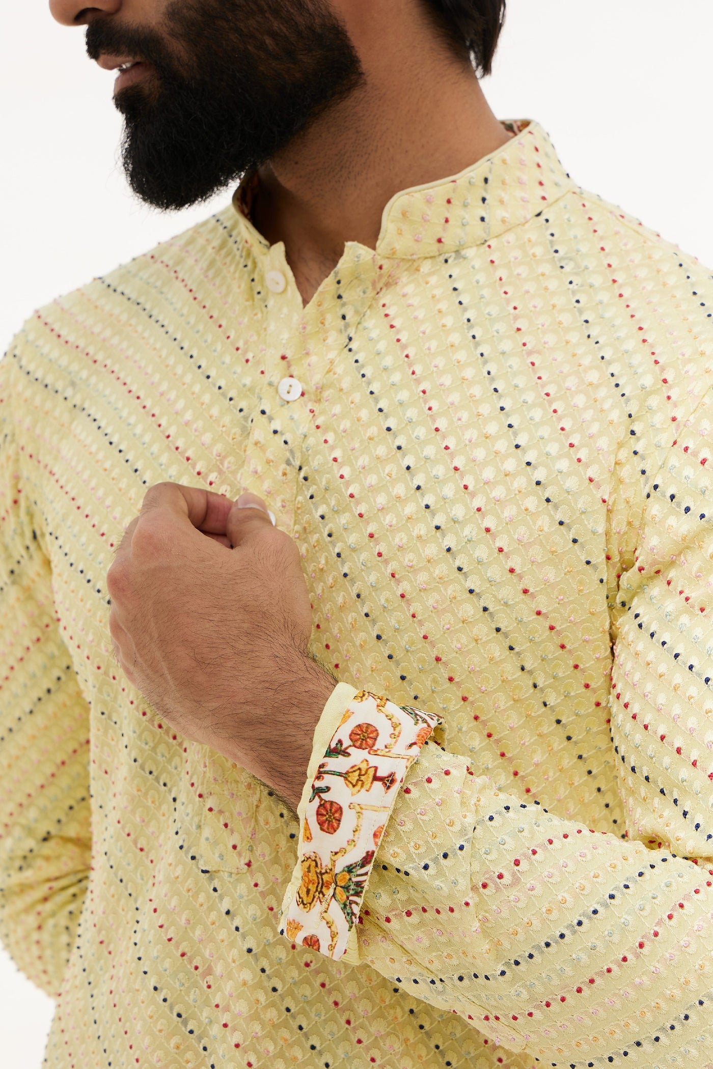 Arjan Dugal French Nerds Kurta With Off White Pant Indian designer wear online shopping melange singapore