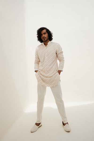Arjan Dugal French Nerds Kurta With Off White Pant Indian designer wear online shopping melange singapore