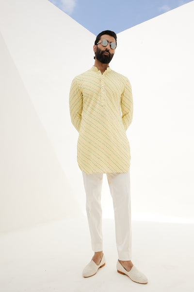 Arjan Dugal French Nerds Kurta With Off White Pant Indian designer wear online shopping melange singapore