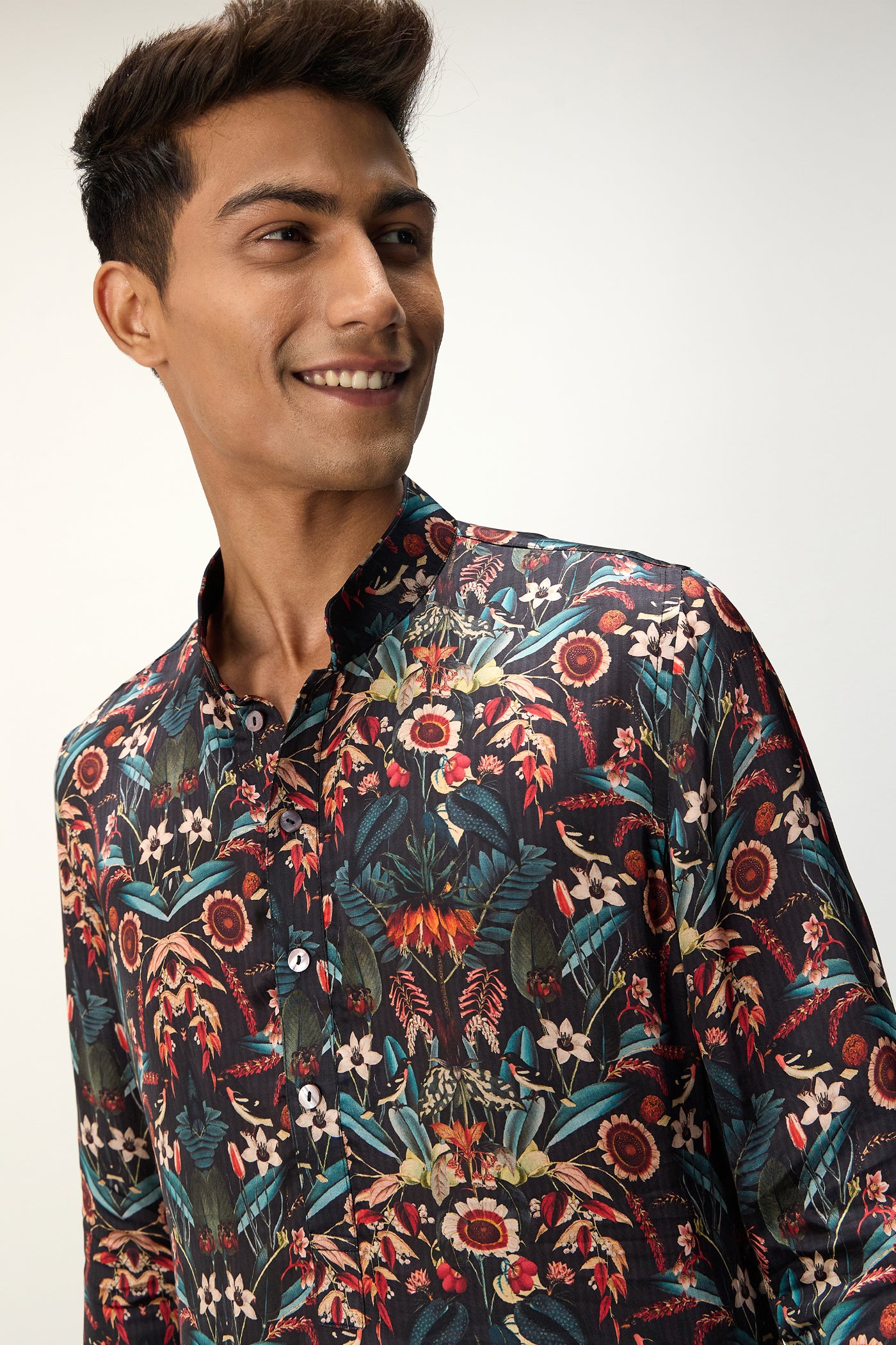 Arjan Dugal Printed Kurta Set Botanical Blue indian designer wear online shopping melange singapore