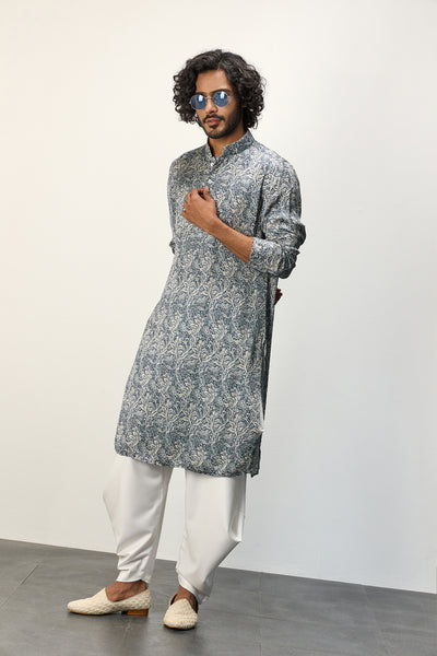 Arjan Dugal Printed Kurta Set Champagne Jaal Print indian designer wear online shopping melange singapore