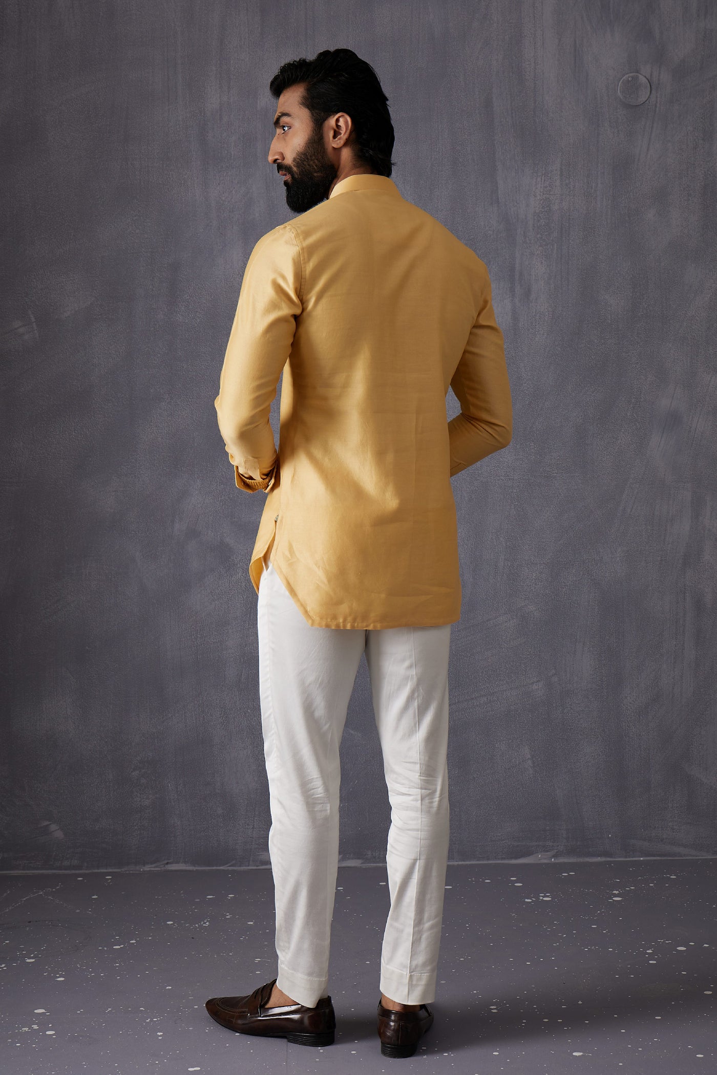 Arjan Dugal Edgecut Kurta Shirt With Off White Pant Indian designer wear online shopping melange singapore