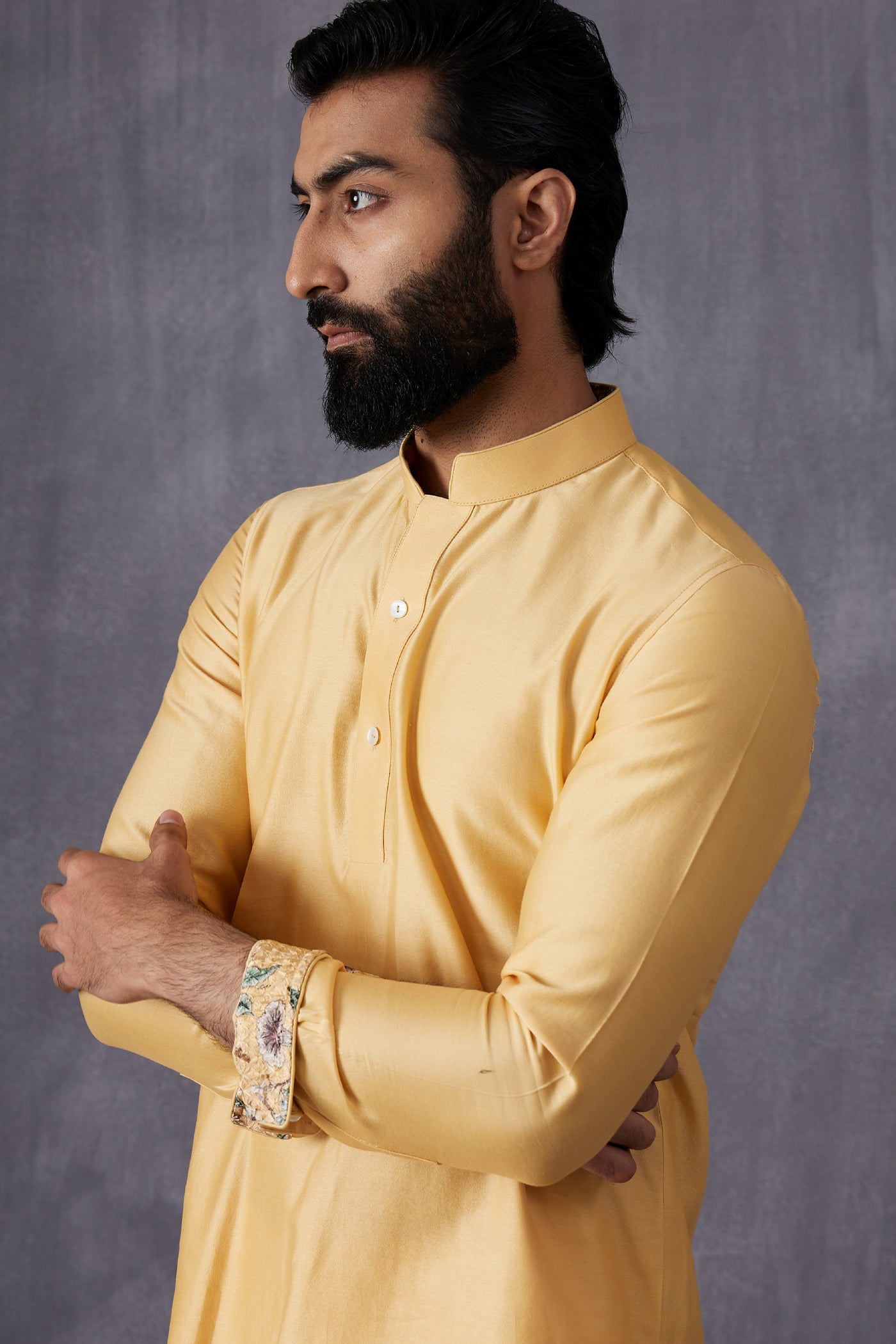 Arjan Dugal Edgecut Kurta Shirt With Off White Pant Indian designer wear online shopping melange singapore