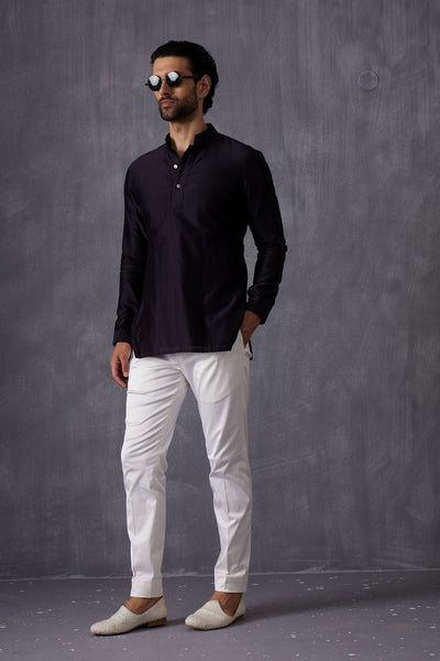 Arjan Dugal Edgecut Kurta Shirt With  Off White Pant Indian designer wear online shopping melange singapore