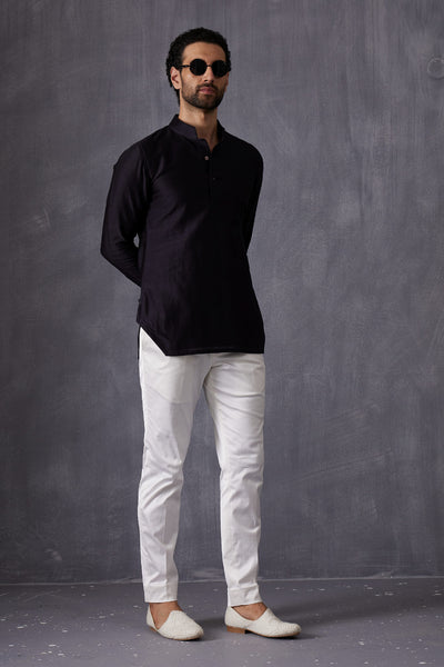 Arjan Dugal Edgecut Kurta Shirt With  Off White Pant Indian designer wear online shopping melange singapore