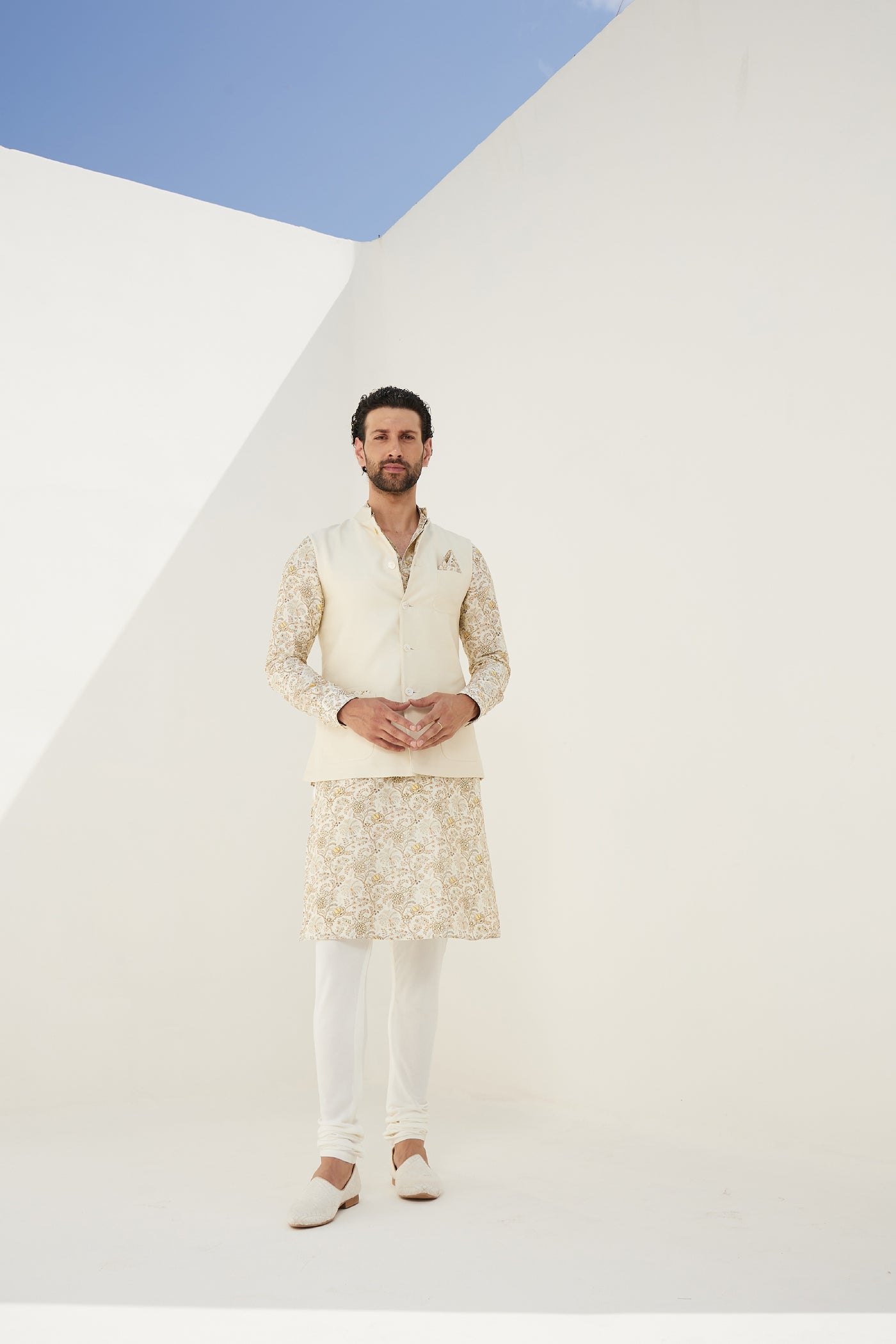 Arjan Dugal Reversible Chanderi Nehru Jacket Indian designer wear online shopping melange singapore