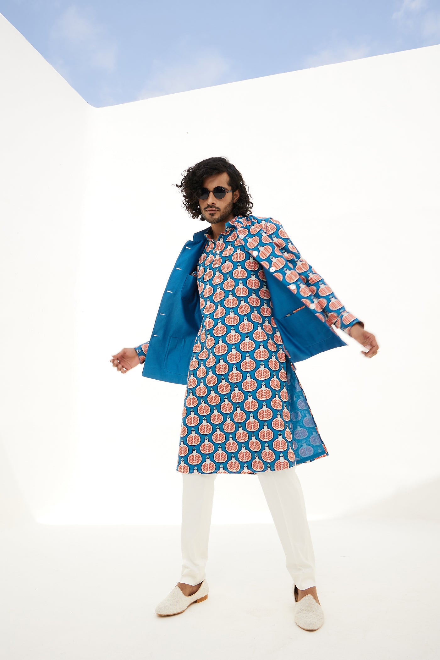 Arjan Dugal Ocean Blue Reversible Jacket Indian designer wear online shopping melange singapore