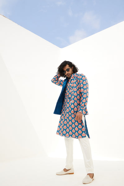 Arjan Dugal Ocean Blue Reversible Jacket Indian designer wear online shopping melange singapore