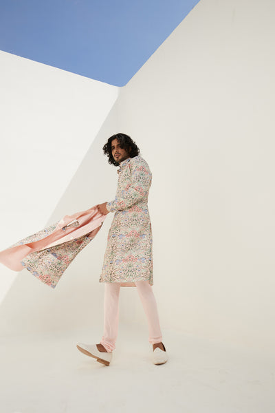 Arjan Dugal Pink Chanderi Silk Reversible Jacket Indian designer wear online shopping melange singapore