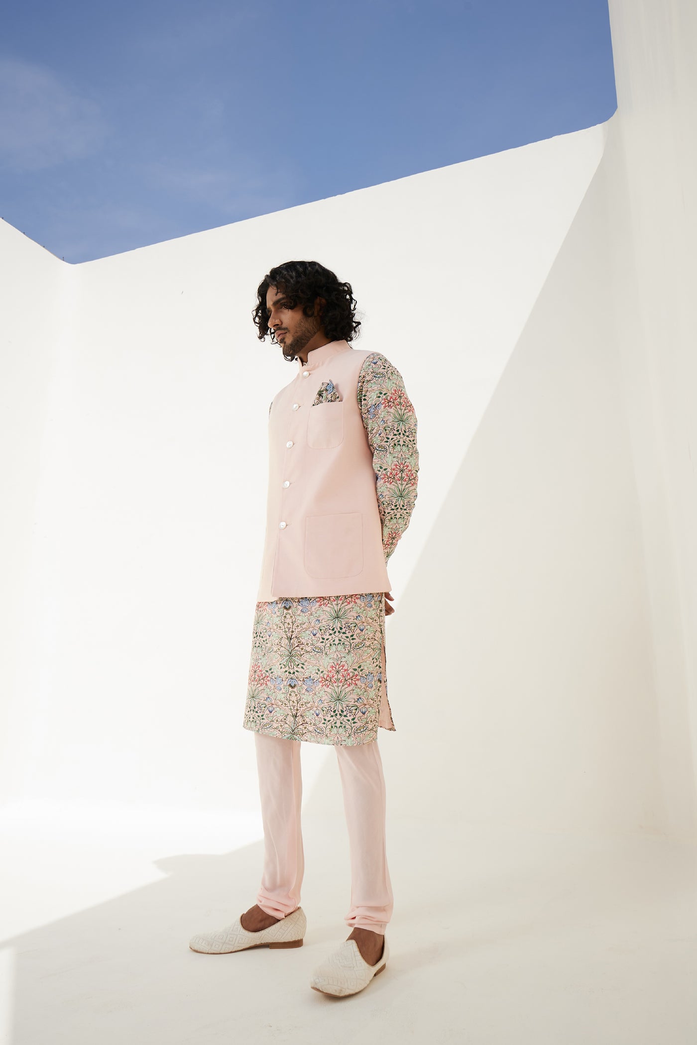 Arjan Dugal Pink Chanderi Silk Reversible Jacket Indian designer wear online shopping melange singapore