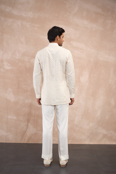 Arjan Dugal Vertical Aari Flb Kurta Shirt Set indian designer wear online shopping melange singapore