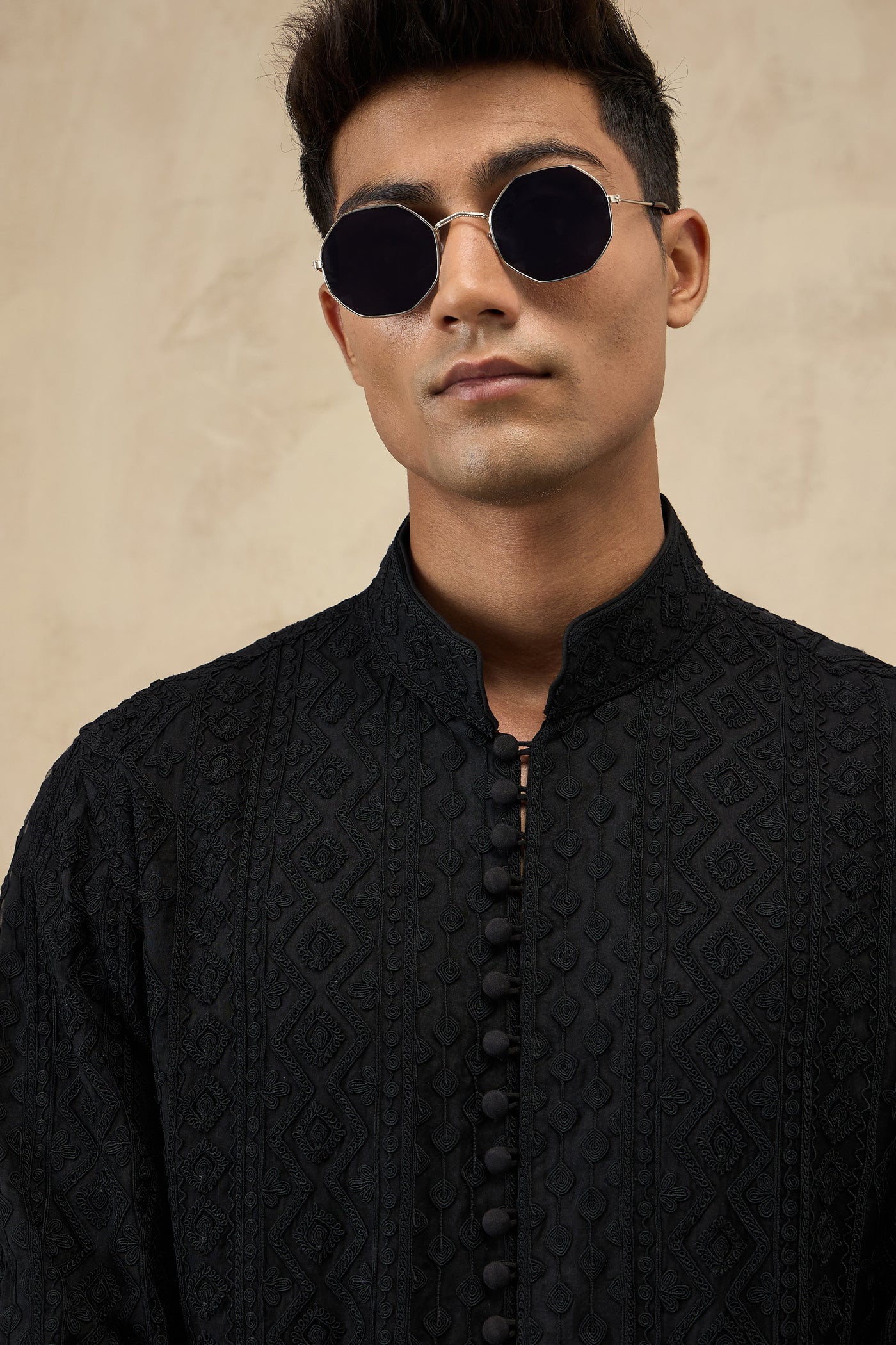 Arjan Dugal Vertical Dori FLB Kurta Shirt Set indian designer wear online shopping melange singapore